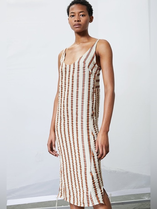 Rachel Comey Dresses & Skirts - RACHEL COMEY Cream and Brown Striped Caliper Slip Dress